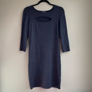 Express Sparkly Navy 3/4 Sleeve Dress